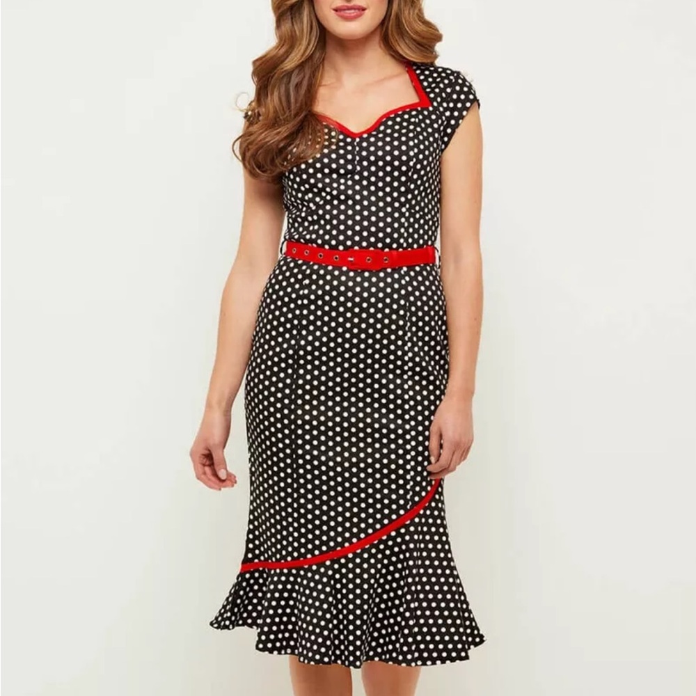 Joe Browns Dress Polka Dots 50’s Inspired Form Fitted Classic Size 24